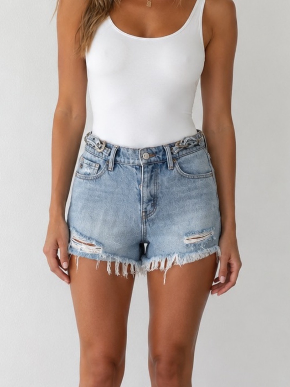 Kancan | 27 | Western Double Buckle Denim Shorts